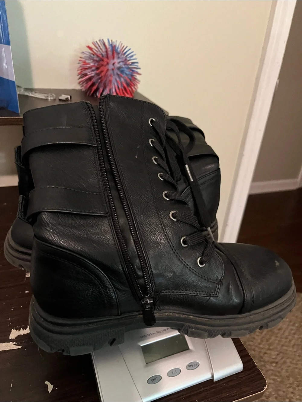 Dream Pairs Black Lace-Up Kids Combat Boots with Side Zip